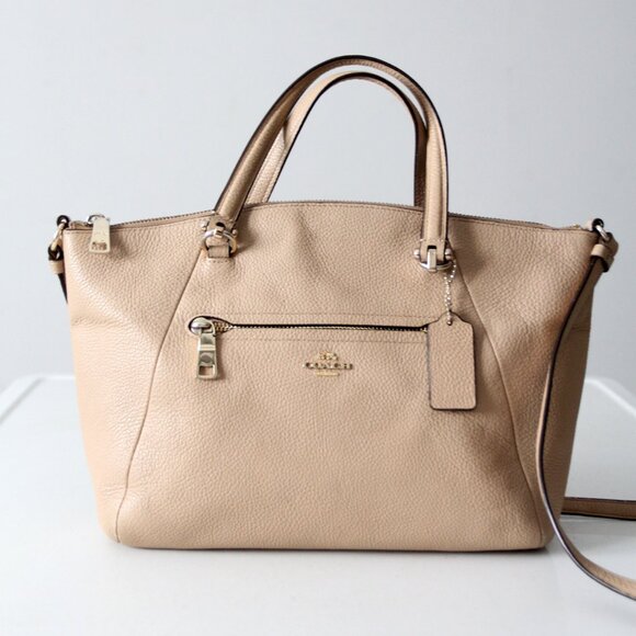 Coach Prairie Satchel in Taupe Polished Pebble Leather Shoulder Crossbody Bag - Picture 1 of 16